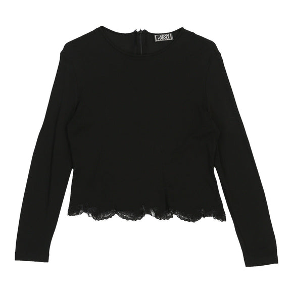 Vintage black Gianni Versace Mesh Top - womens medium