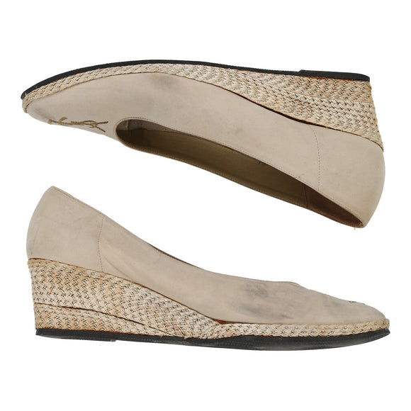 Vintage Yves Saint Laurent Heels - UK 6 Cream Suede heels Yves Saint Laurent