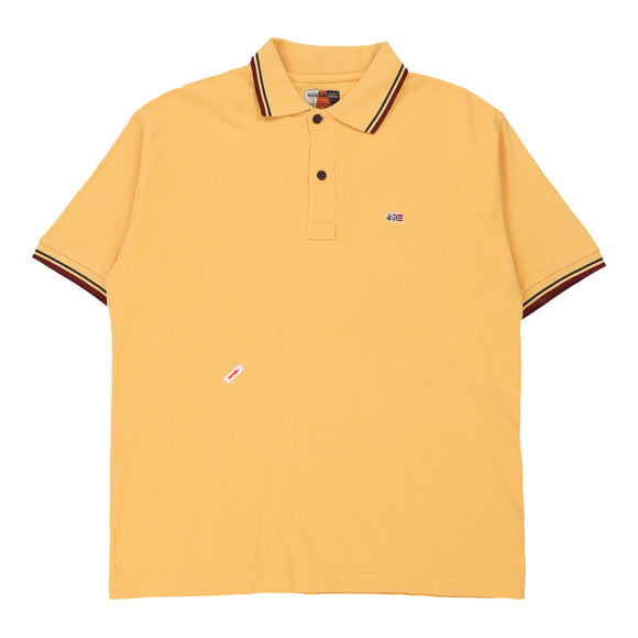 Vintage yellow Napapijri Polo Shirt - mens large