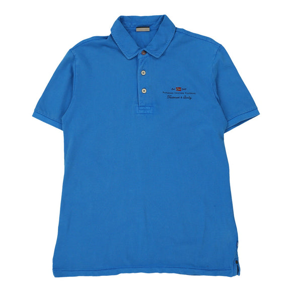 Vintage blue Napapijri Polo Shirt - mens large