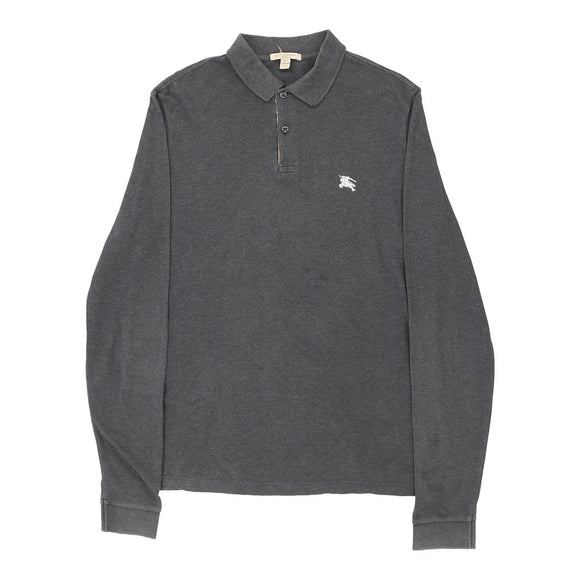 Vintage grey Burberry Brit Long Sleeve Polo Shirt - mens large
