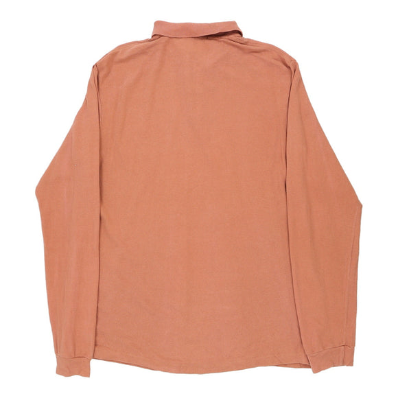 Vintage orange Burberry Long Sleeve Polo Shirt - mens x-large