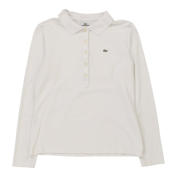 Vintagewhite Lacoste Long Sleeve Polo Shirt - womens small