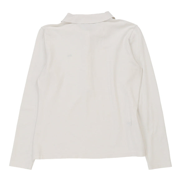 Vintagewhite Lacoste Long Sleeve Polo Shirt - womens small