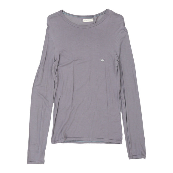 Vintage grey Emporio Armani Long Sleeve T-Shirt - womens large