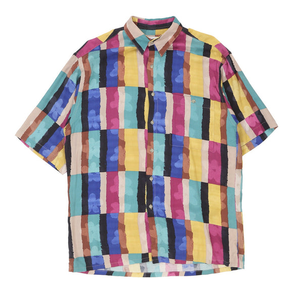 Vintageblock colour Pierre Cardin Patterned Shirt - mens medium