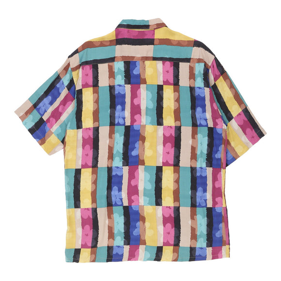 Vintageblock colour Pierre Cardin Patterned Shirt - mens medium
