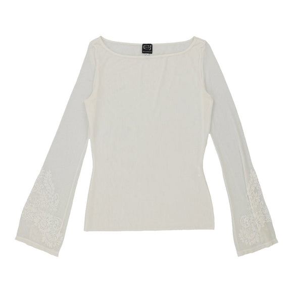 Vintage cream Cavalli Jeans Long Sleeve Top - womens large