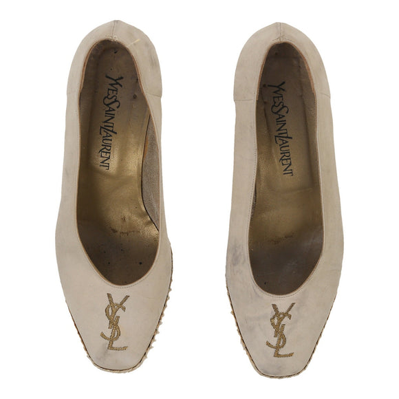 Vintage Yves Saint Laurent Heels - UK 6 Cream Suede heels Yves Saint Laurent   