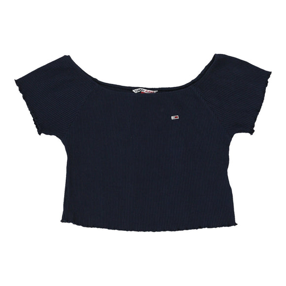 Vintage navy Tommy Jeans Crop Top - womens large