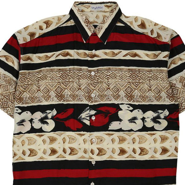 Vintageblock colour Byblos Short Sleeve Shirt - mens large