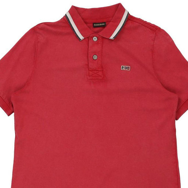 Vintage red Napapijri Polo Shirt - mens medium