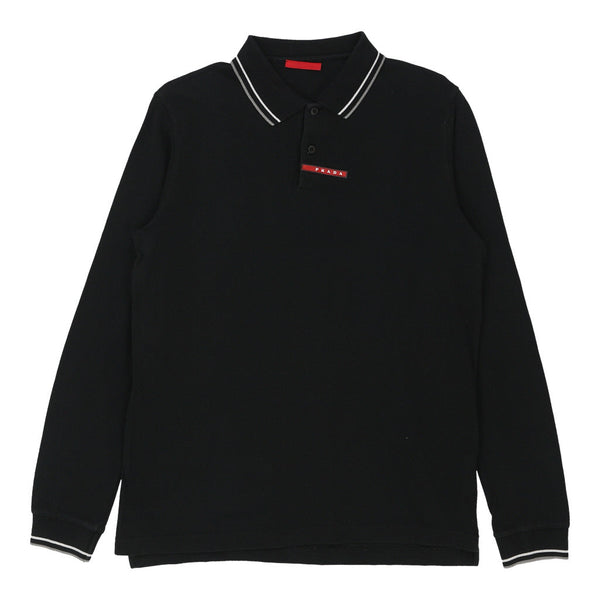 Vintageblack Prada Long Sleeve Polo Shirt - mens large