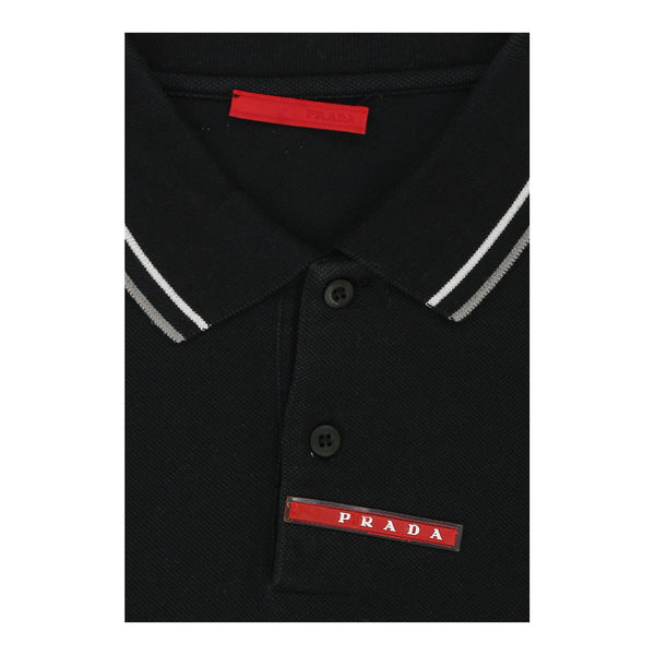 Vintageblack Prada Long Sleeve Polo Shirt - mens large